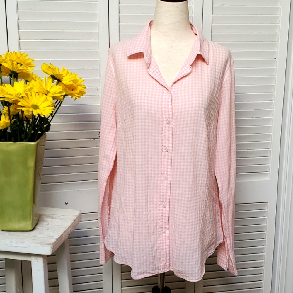 J. Crew "The Perfect Shirt" Pink  Plaid Cotton Button Down Size S